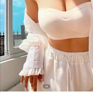 NWOT SHEIN beige plain strapless lingerie set L